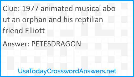 1977 animated musical about an orphan and his reptilian friend Elliott Answer