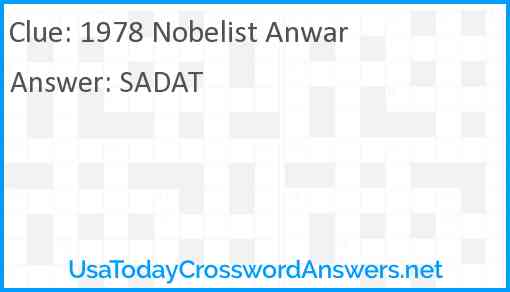 1978 Nobelist Anwar Answer