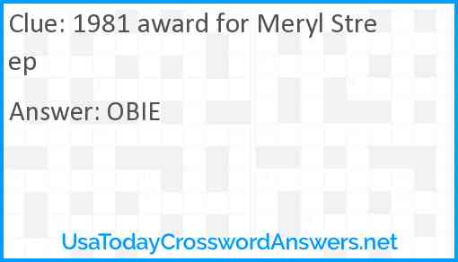 1981 award for Meryl Streep Answer