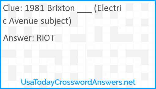 1981 Brixton ___ (Electric Avenue subject) Answer