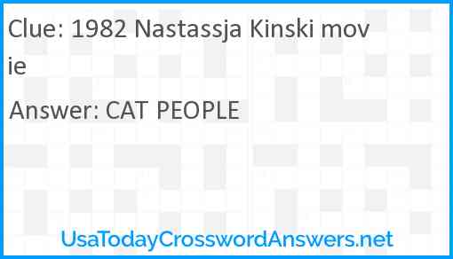 1982 Nastassja Kinski movie Answer