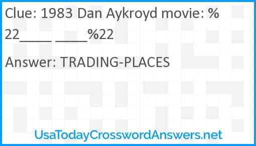 1983 Dan Aykroyd movie: %22____ ____%22 Answer
