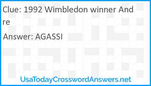 1992 Wimbledon winner Andre Answer