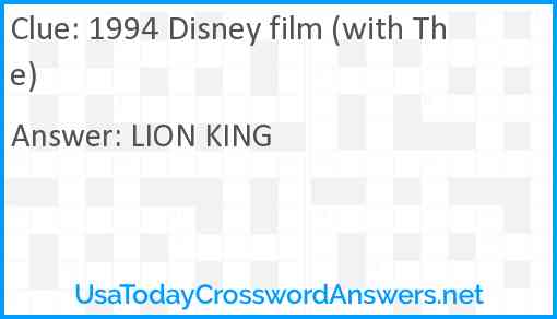 1994 Disney film (with The) Answer