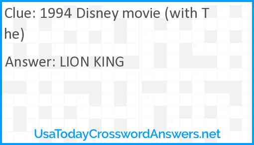 1994 Disney movie (with The) Answer