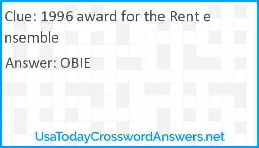 1996 award for the Rent ensemble Answer