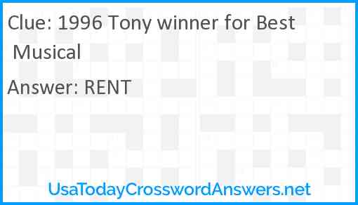 1996 Tony winner for Best Musical Answer