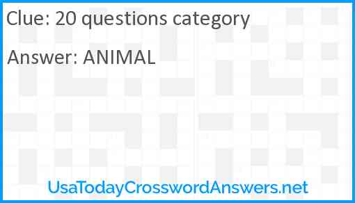 20 questions category Answer