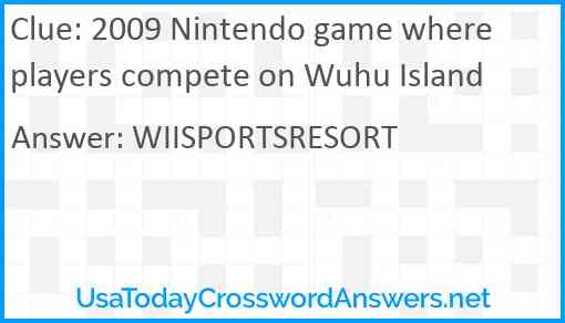 2009 Nintendo game where players compete on Wuhu Island Answer