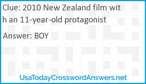 2010 New Zealand film with an 11 year old protagonist crossword clue