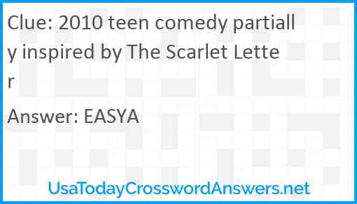 2010 teen comedy partially inspired by The Scarlet Letter Answer