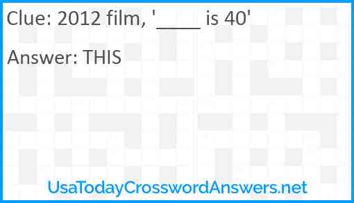 2012 film, '____ is 40' Answer
