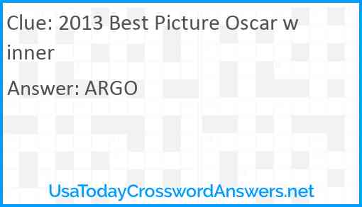 2013 Best Picture Oscar winner Answer