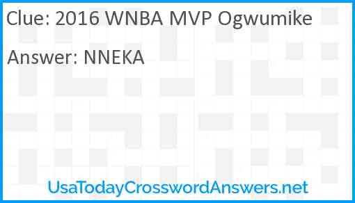 2016 WNBA MVP Ogwumike Answer