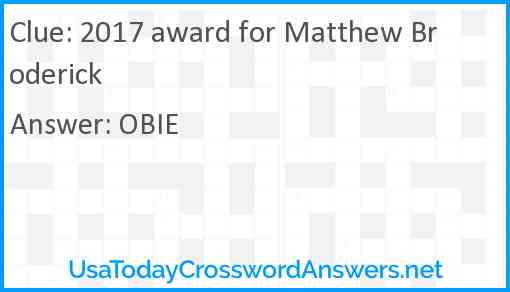 2017 award for Matthew Broderick Answer
