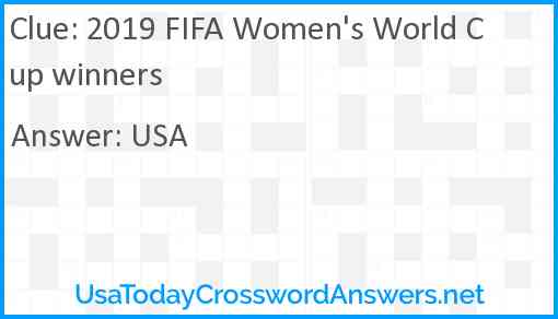 2019 FIFA Women's World Cup winners Answer