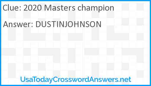 2020 Masters champion Answer