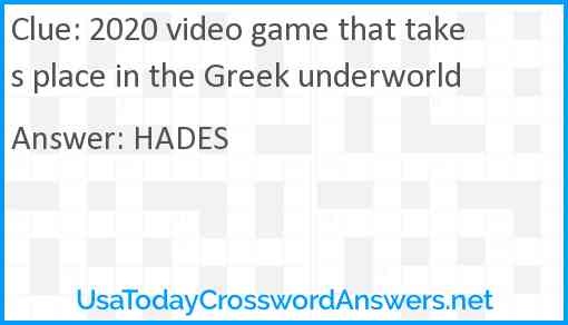 2020 video game that takes place in the Greek underworld Answer