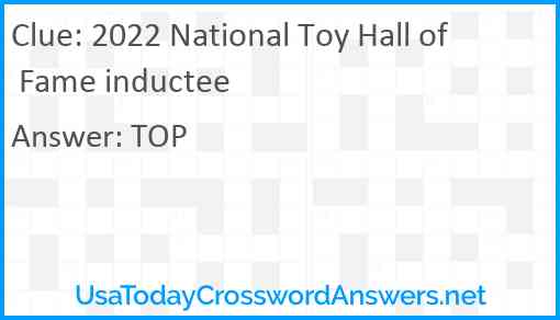 2022 National Toy Hall of Fame inductee Answer