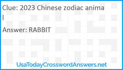 2023 Chinese zodiac animal Answer