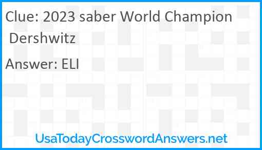 2023 saber World Champion Dershwitz Answer