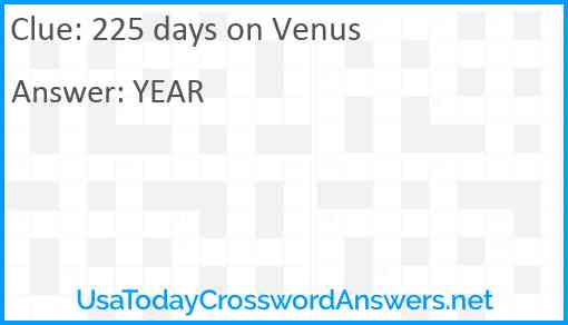 225 days on Venus Answer