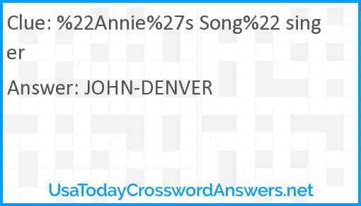 %22Annie%27s Song%22 singer Answer