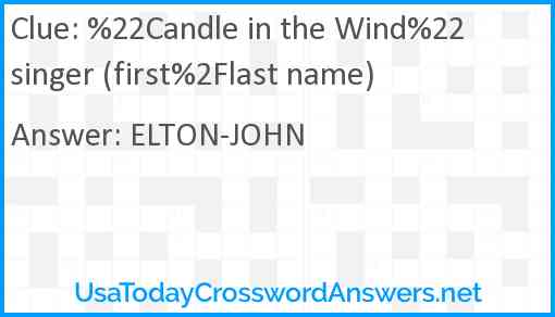 %22Candle in the Wind%22 singer (first%2Flast name) Answer