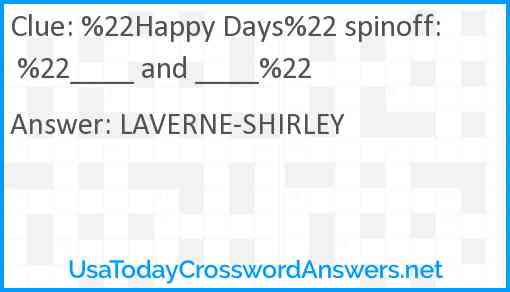 %22Happy Days%22 spinoff: %22____ and ____%22 Answer