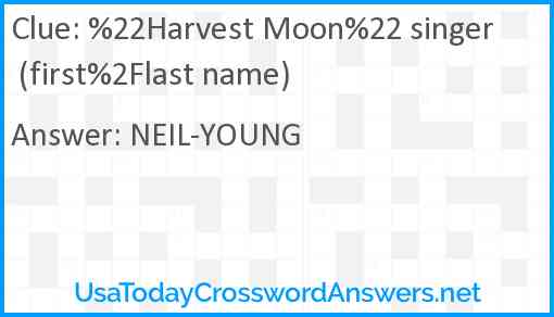 %22Harvest Moon%22 singer (first%2Flast name) Answer