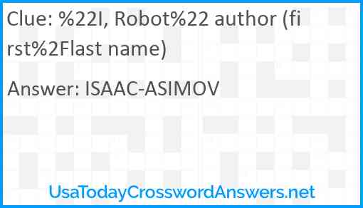 %22I, Robot%22 author (first%2Flast name) Answer