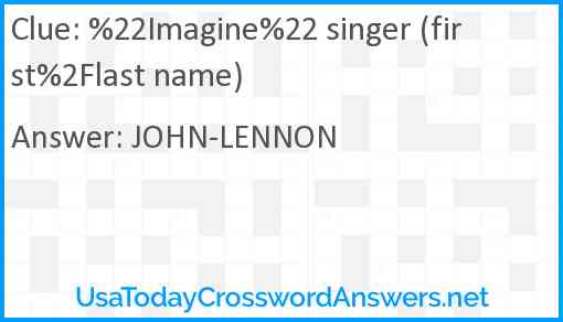 %22Imagine%22 singer (first%2Flast name) Answer