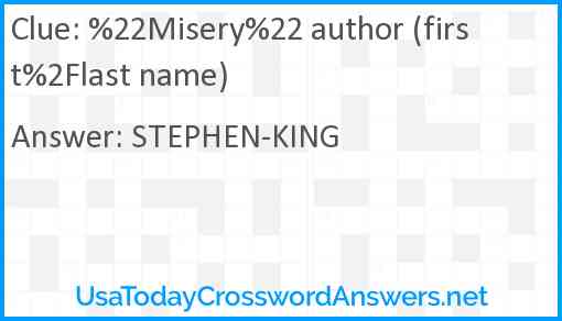 %22Misery%22 author (first%2Flast name) Answer