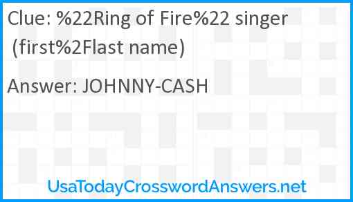 %22Ring of Fire%22 singer (first%2Flast name) Answer