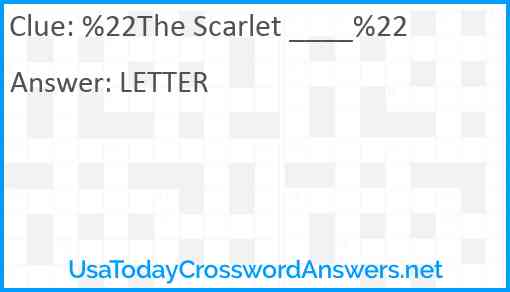 %22The Scarlet ____%22 Answer