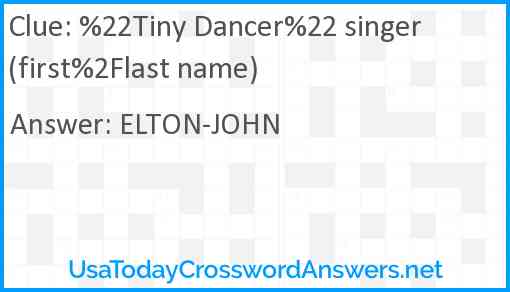 %22Tiny Dancer%22 singer (first%2Flast name) Answer