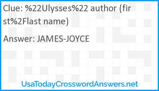 %22Ulysses%22 author (first%2Flast name) Answer