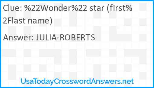 %22Wonder%22 star (first%2Flast name) Answer