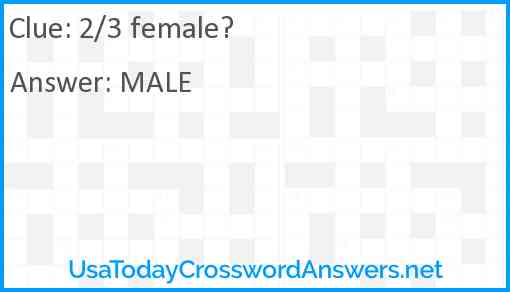 2/3 female? Answer