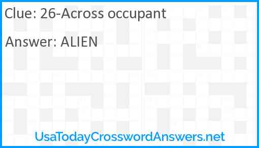 26-Across occupant Answer