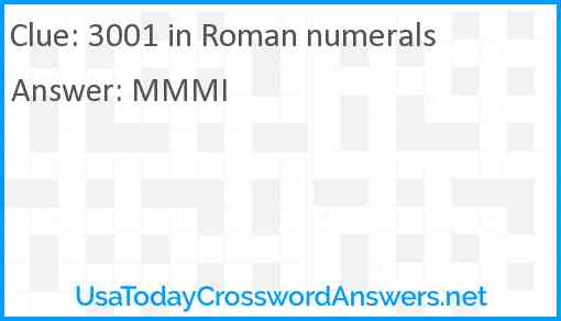 3001 in Roman numerals Answer