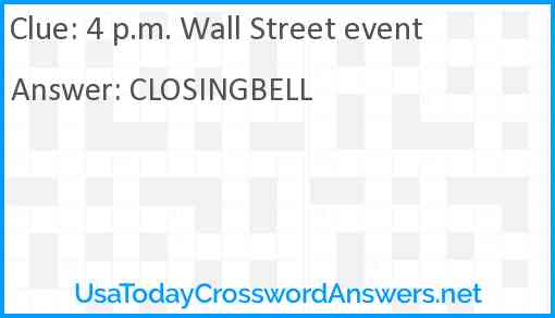 4 p.m. Wall Street event Answer