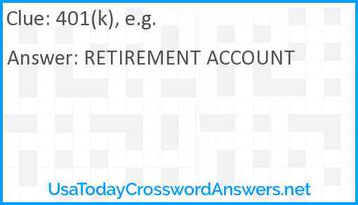 401(k), e.g. Answer