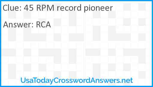 45 RPM record pioneer Answer
