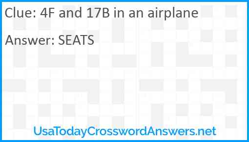 4F and 17B in an airplane Answer