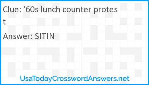 '60s lunch counter protest Answer