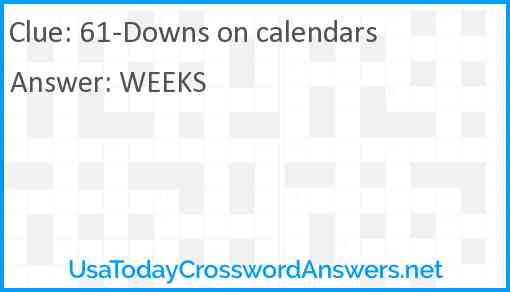 61-Downs on calendars Answer