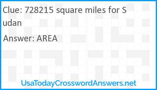 728215 square miles for Sudan Answer