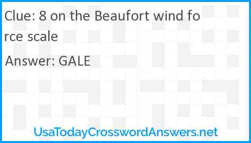 8 on the Beaufort wind force scale Answer