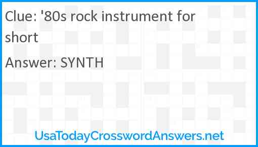 '80s rock instrument for short Answer
